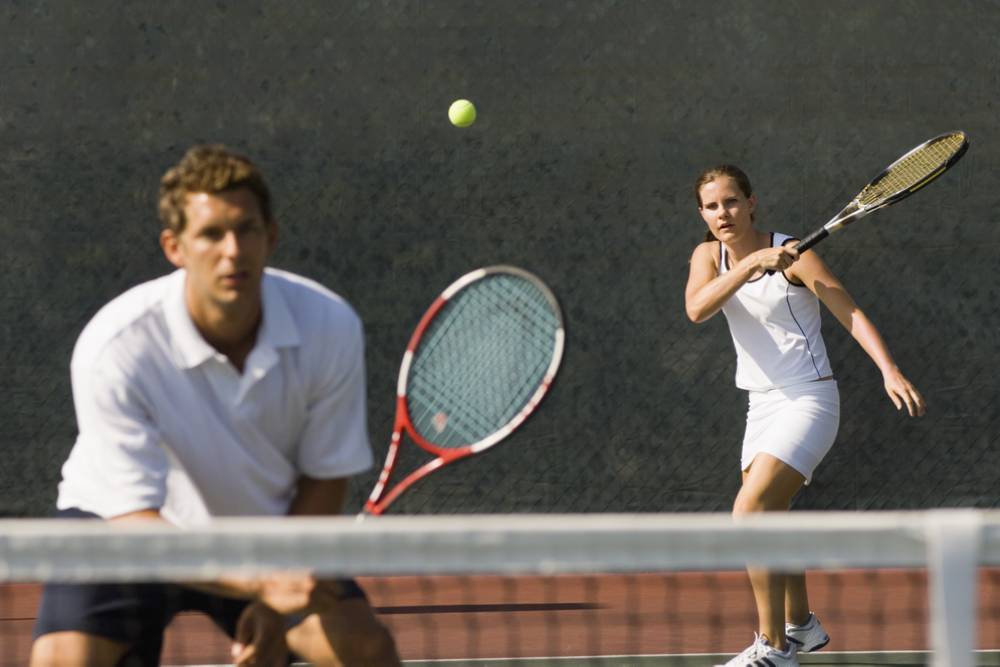 playing tennis